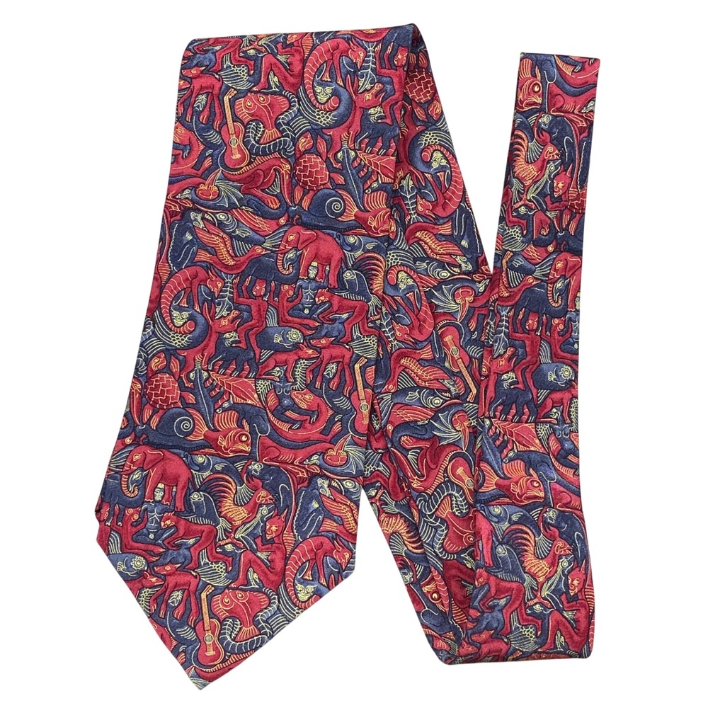 M.C. Escher Mosaic II Tie Mens Red Silk Italy Lithograph Art Print‎ Vintage
